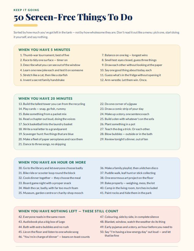 50 Screen-Free Ideas